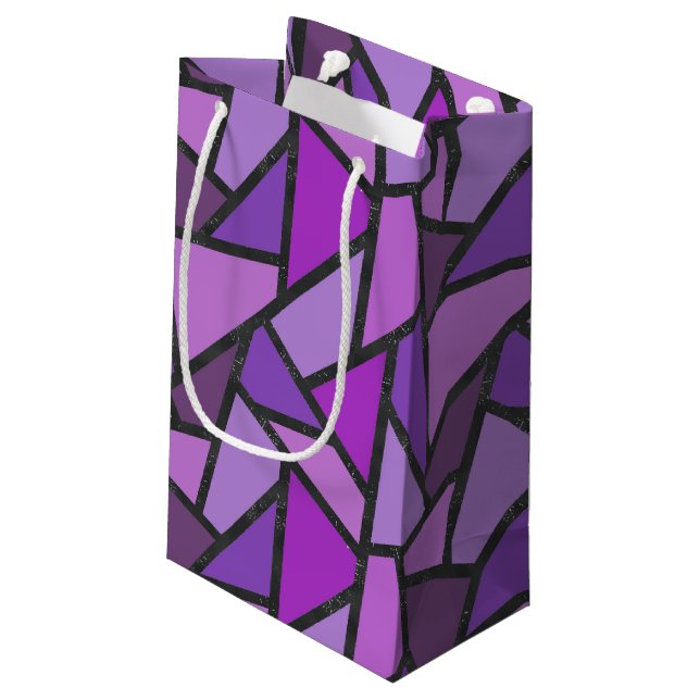 Shades of purple stained glass pattern small gift bag (Back Angled)