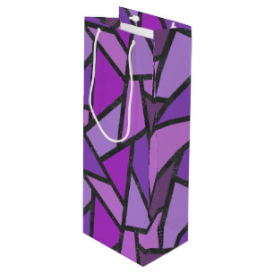 Shades of purple stained glass pattern wine gift bag
