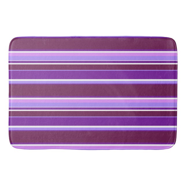 Shades of purple stripes bath mat (Front)