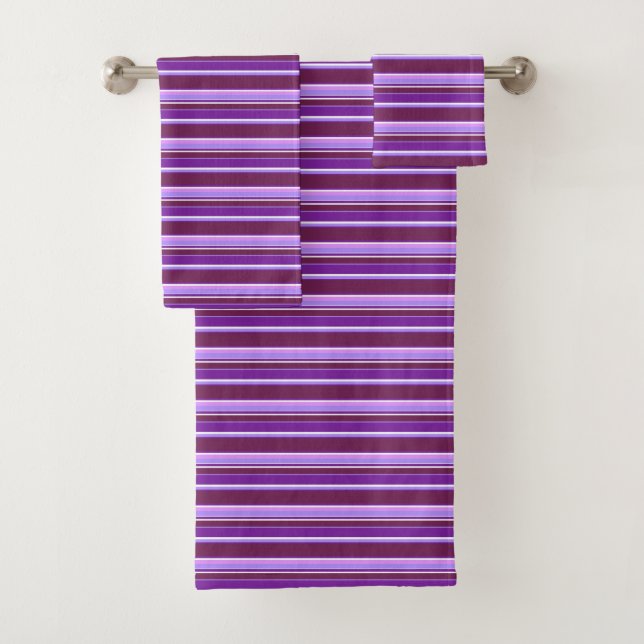 Shades of purple stripes bath towel set (Insitu)