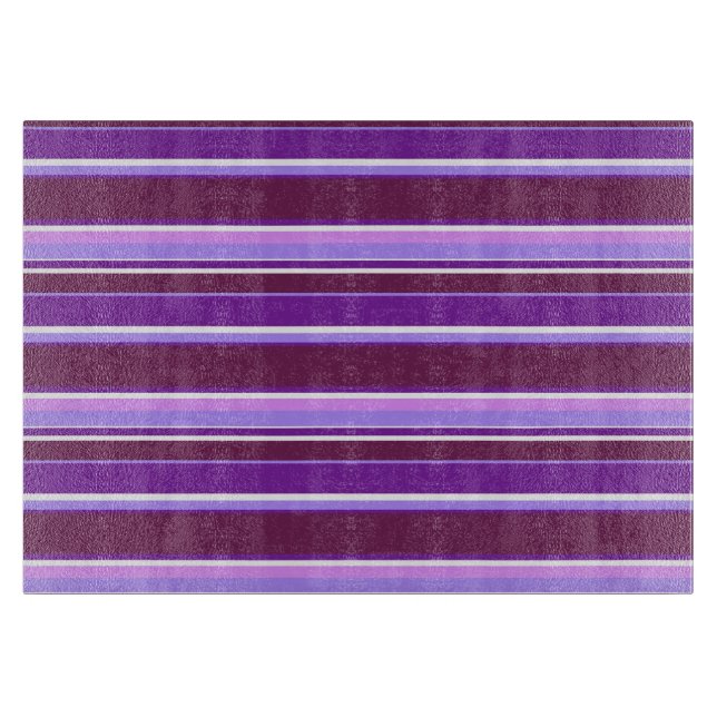 Shades of purple stripes cutting board (Front)