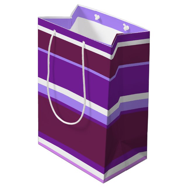 Shades of purple stripes medium gift bag (Back Angled)