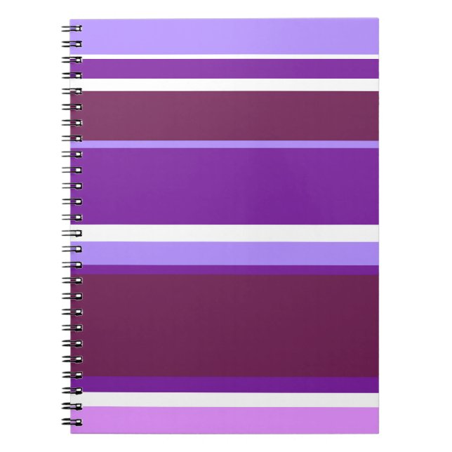 Shades of purple stripes notebook (Front)