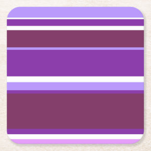 Shades of purple stripes square paper coaster