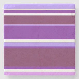 Shades of purple stripes stone coaster