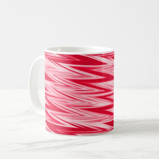 Shades of Red Abstract Zigzag Pattern Coffee Mug (Front Left)
