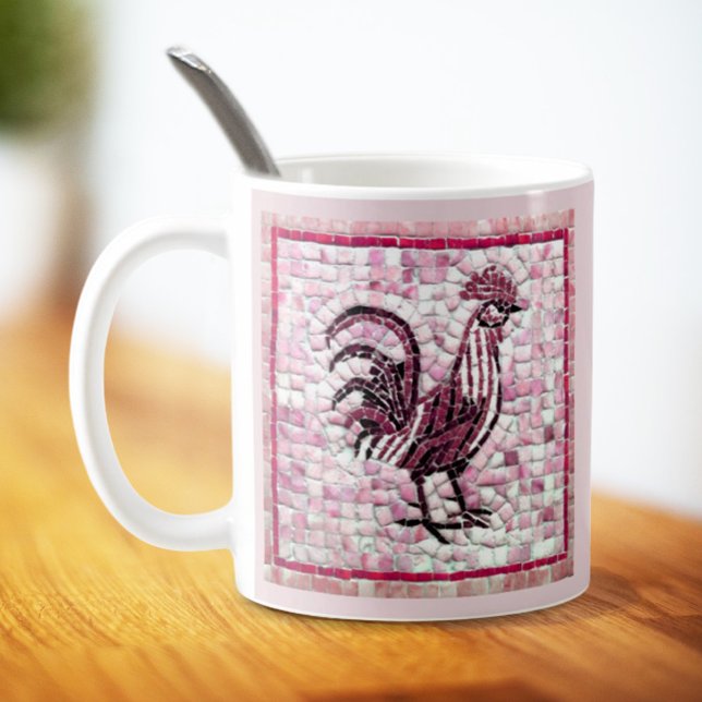 Shades of Red and Black Mosaic Chicken Art Coffee Mug (Creator Uploaded)