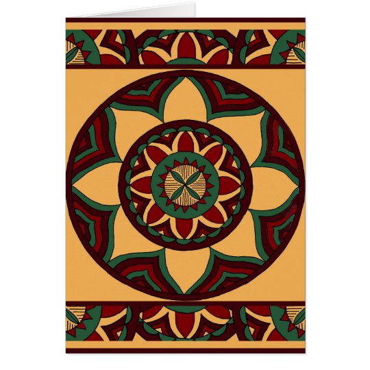 Shades of Red and Green Mandala with Border Card