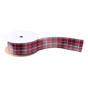 Shades of Red, Blue, White Preppy Plaid LG Satin Ribbon