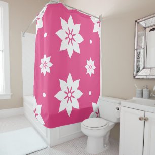 Shades of red: Pink white flowers Shower Curtain