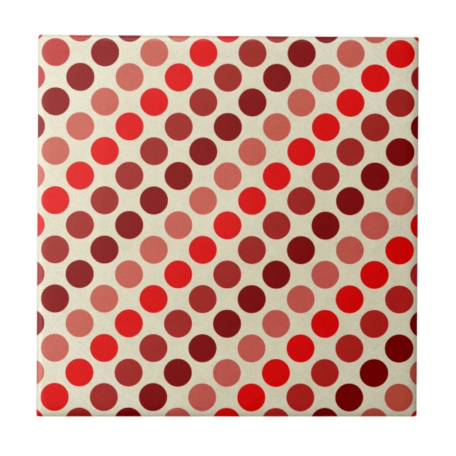 Shades of Red Polka Dots by Shirley Taylor Ceramic Tile (Front)