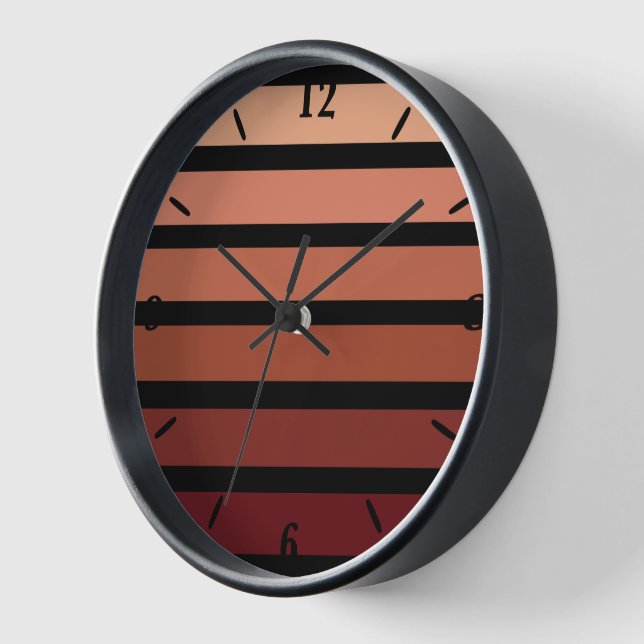 Shades Of Red Stripes On Black  Clock (Angle)