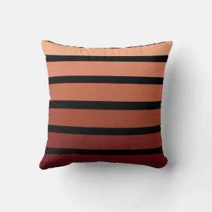 Shades Of Red Stripes On Black  Cushion