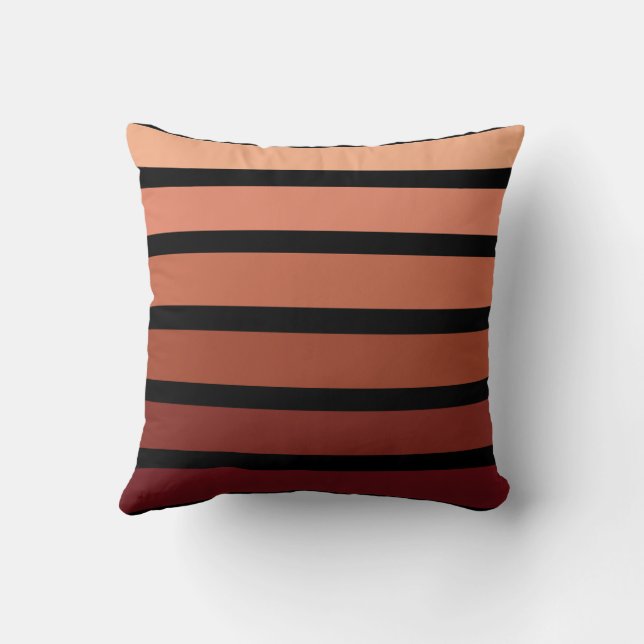 Shades Of Red Stripes On Black  Cushion (Back)