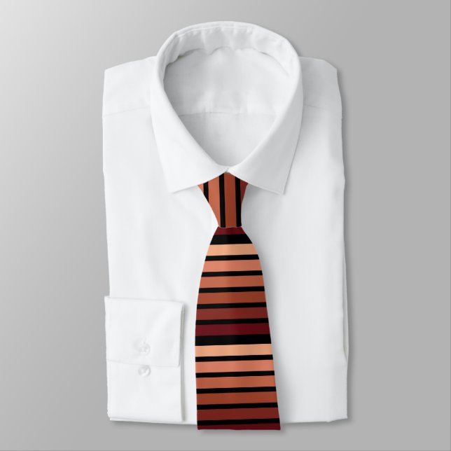 Shades Of Red Stripes On Black  Tie (Tied)