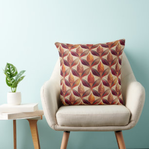 SHADES OF RED & TAN WATERCOLOR PATTERNS CUSHION