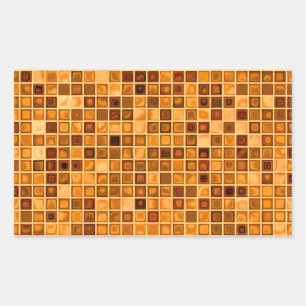 Shades Of Rust Orange 'Watery' Mosaic Tile Pattern Rectangular Sticker