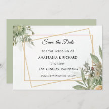 Shades of Sage Wedding Save The Date Card