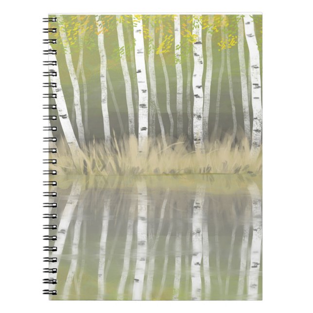 "Shades Of Silver" Silver Birch Reflections modern Notebook (Front)