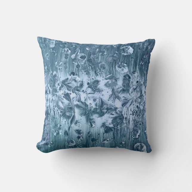 Shades of Steel Blue Throw Pillow (Front)