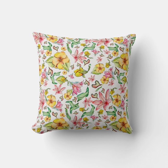 Shades of Summer - Pink Green Yellow Cushion (Front)