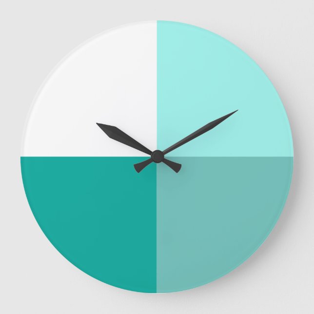 Shades of Teal Modern Art Colour-block Wall Clock (Front)