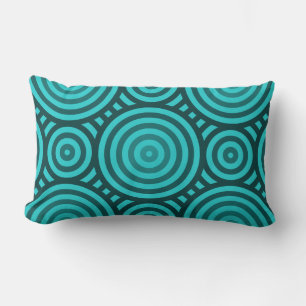 Shades of Turquoise Modern Geometric Circle Lumbar Cushion