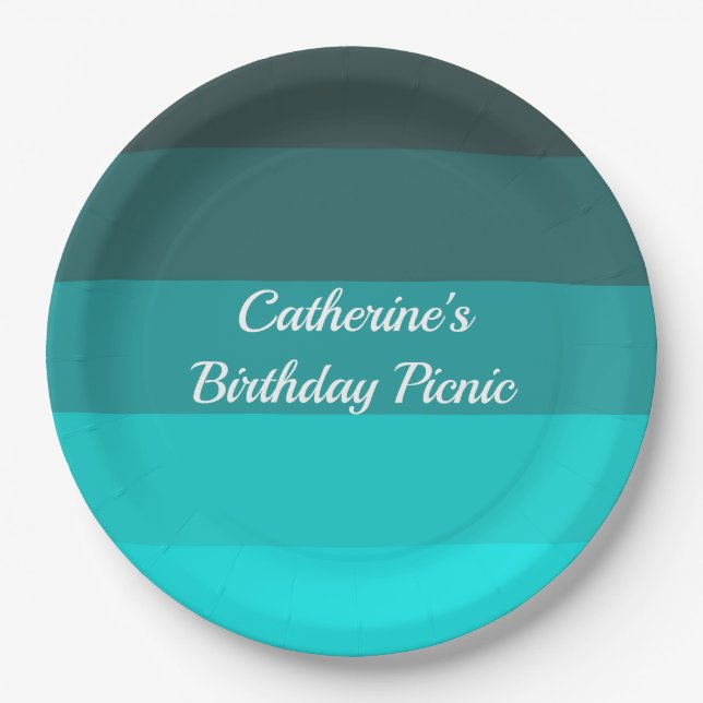 Shades of Turquoise Paper Plate (Front)