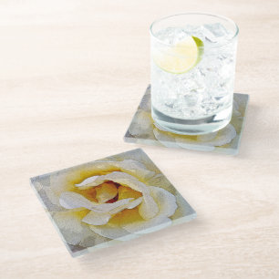 shades of white to yellow glass coaster