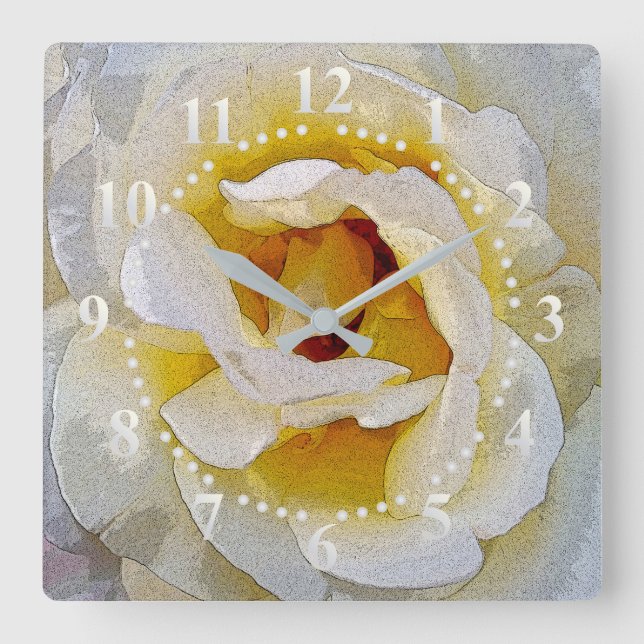 shades of white to yellow square wall clock (Front)