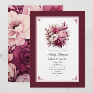 Shades of Wine Floral Bridal Shower Invitation