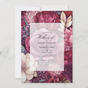 Shades of Wine Floral Wedding Invitation