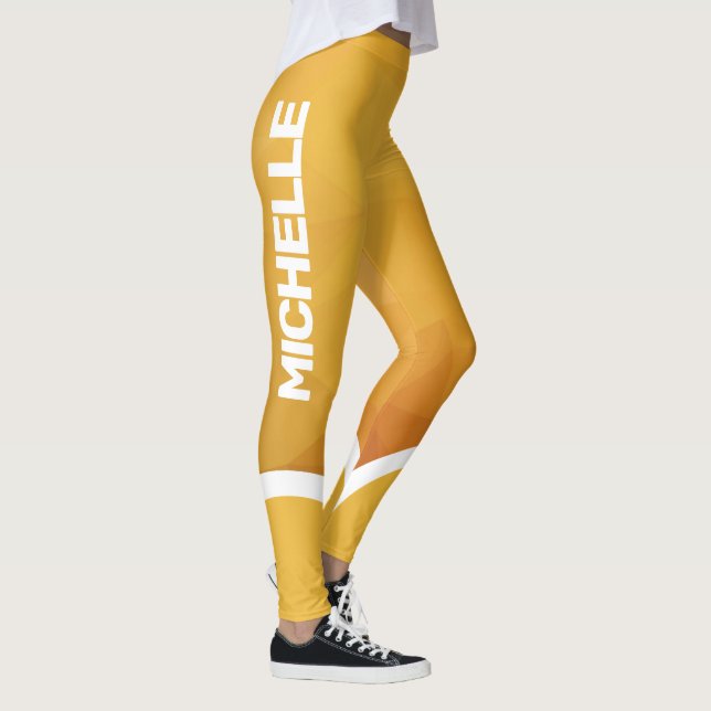Shades of yellow and orange with name modern leggings (Right)
