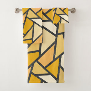 Shades of yellow stained glass pattern bath towel set