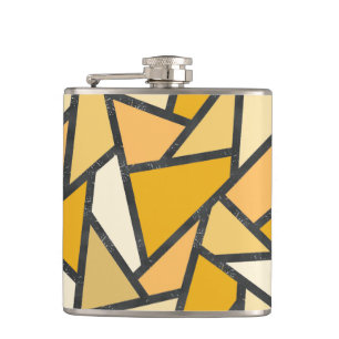 Shades of yellow stained glass pattern hip flask