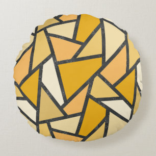 Shades of yellow stained glass pattern round cushion