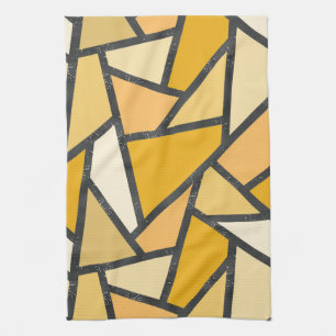 Shades of yellow stained glass pattern tea towel
