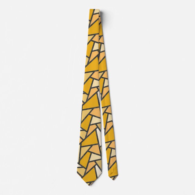 Shades of yellow stained glass pattern tie (Front)