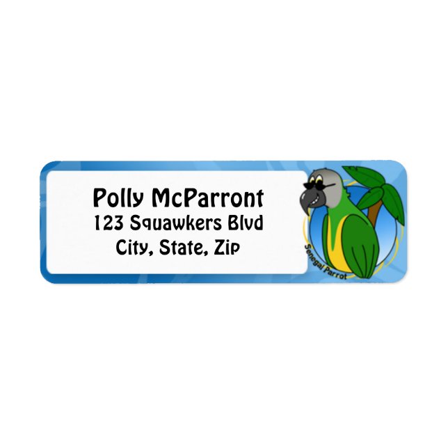 Shades Senegal Parrot Return Address Label (Front)