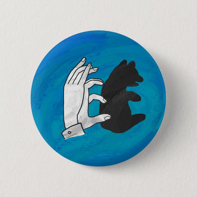 Shadow Bear Cub On Blue 6 Cm Round Badge (Front)