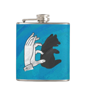 Shadow Bear Cub On Blue Hip Flask
