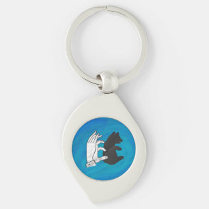 Shadow Bear Cub On Blue Key Ring