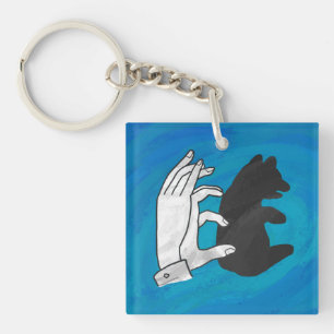 Shadow Bear Cub On Blue Key Ring