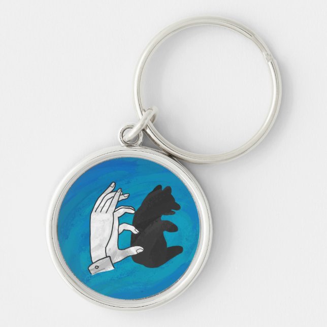 Shadow Bear Cub On Blue Key Ring (Front)