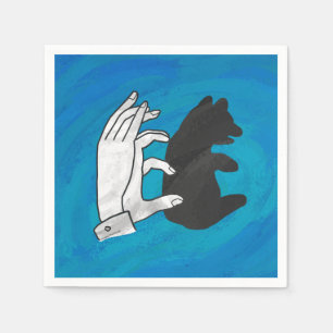 Shadow Bear Cub On Blue Napkin