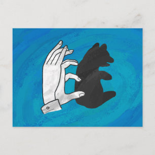 Shadow Bear Cub On Blue Postcard