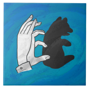 Shadow Bear Cub On Blue Tile