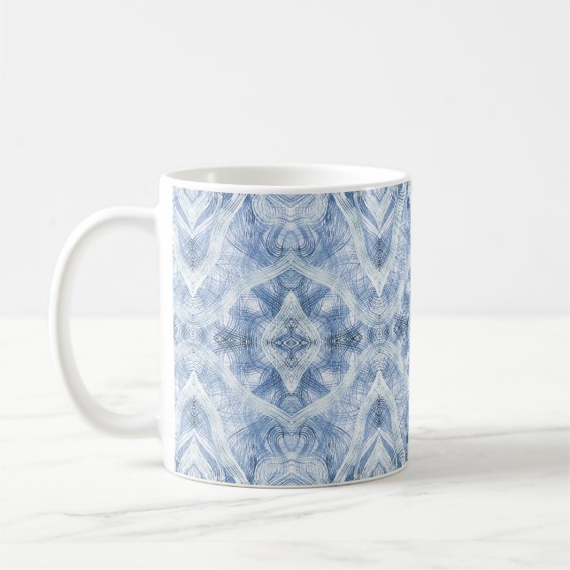 Shadow Blue Abstract Watercolor Art Coffee Mug (Left)