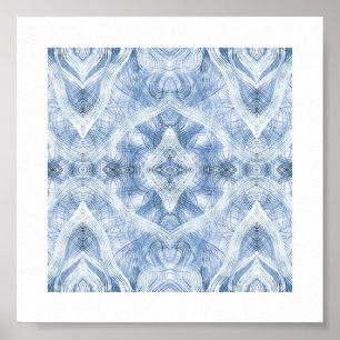 Shadow Blue Abstract Watercolor Art Poster