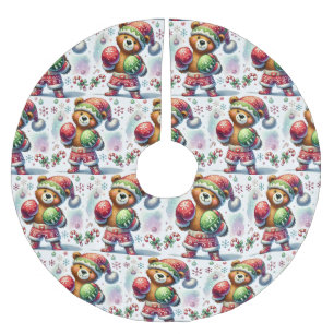 Shadow Boxing Holiday Bear Brushed Polyester Tree Skirt